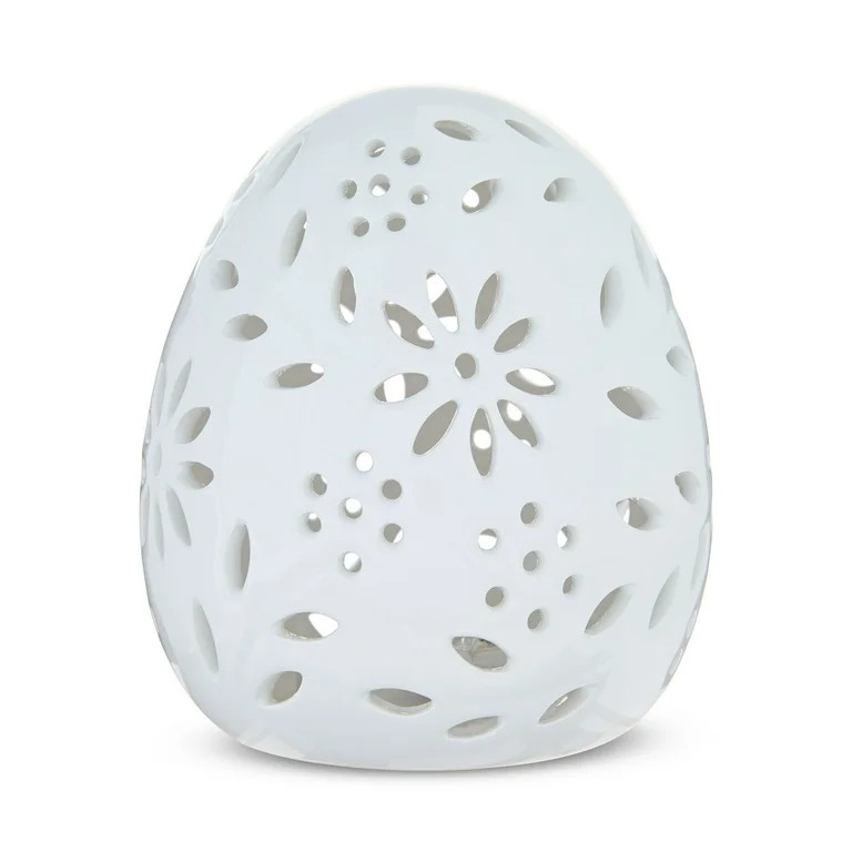 Small Light-Up Ceramic Egg Decoration, White, Easter by Way To Celebrate | Walmart (US)
