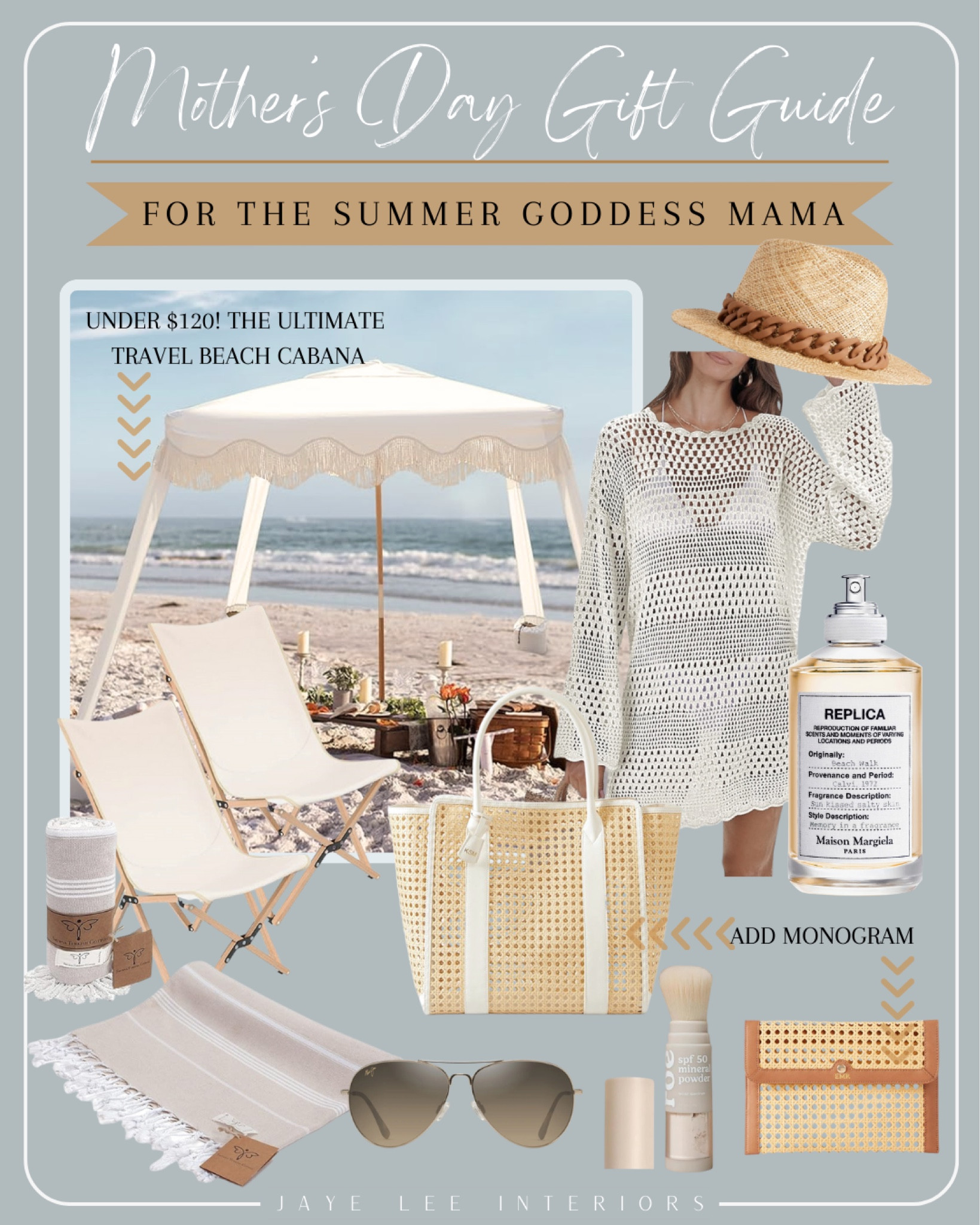Mother’s Day Gift Guide for the Summer Goddess Mama! If her happy place is the beach, this one’s for you! 
#ResortStyle  #VacationOutfit #ResortWear #VacationStyle #ResortStyle #BeachStyle #BeachCabana #BeachTent #AmazonCoverup #SwimsuitCoverup #Sunglasses #MauiJim #MarkAndGraham #BeachTote #CaningTote #Turkishtowel #BeachBlanket #ReplicaPerfume #BeachWalk #SunHat #panamahat #beachchair #EugeniaKim #StrawHat #TheOutnet #Mother’sDay #Mother’sDayGiftGuide #GiftsForMom #GiftsForHer

#LTKGiftGuide #LTKSeasonal #LTKhome