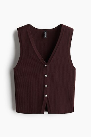 H & M - Button Front Knit Vest - Burgundy | H&M (AU)