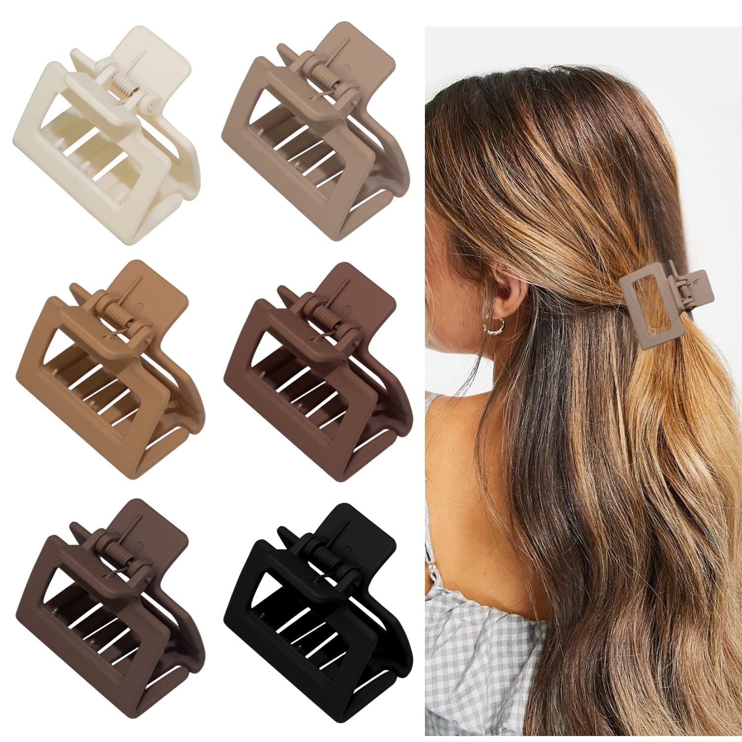 Medium Claw Hair Clips for Women Girls, 2" Matte Rectangle Small Hair Claw Clips for Thin/Medium ... | Amazon (US)