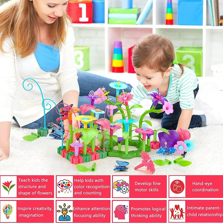 LANNEY Flower Garden Building Toys, 136Pcs Toy Gifts for 3 4 5 6 Years Old Girls | Walmart (US)