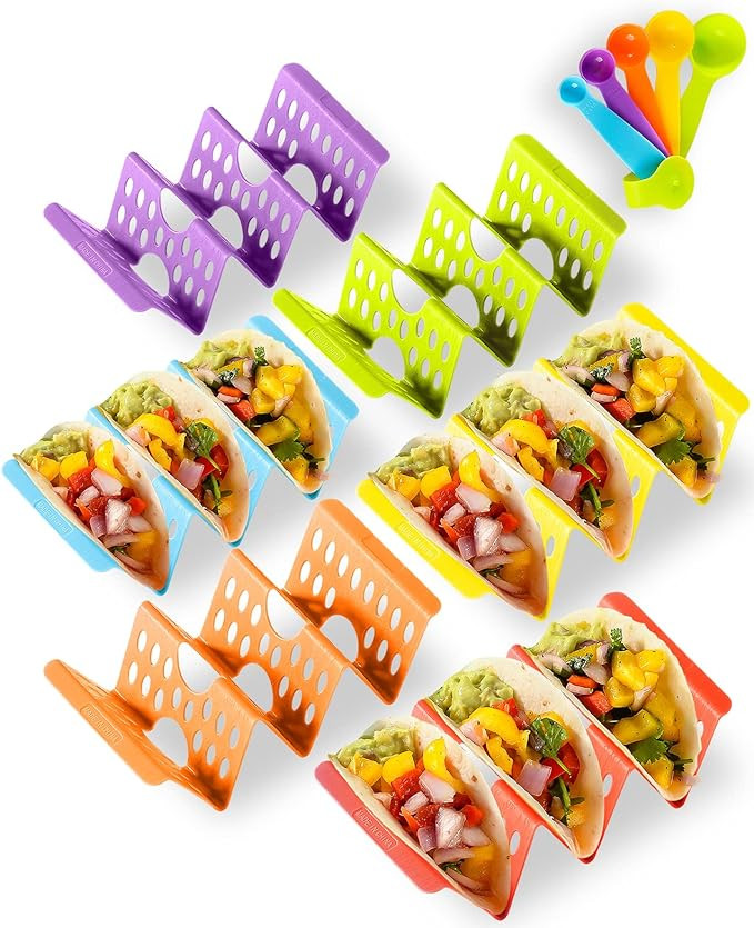 Premium Large Taco Holder Stand, Colorful Taco Holders Set of 6 or 4, Taco Stands for 3 Tacos, So... | Amazon (US)
