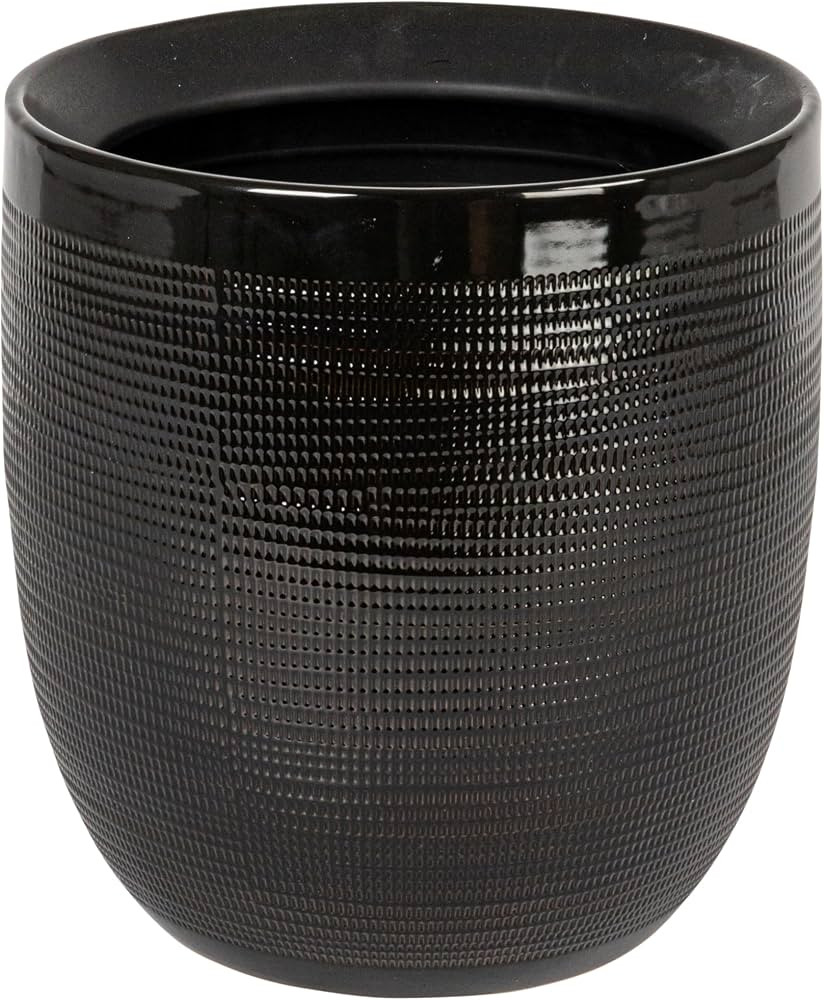 Creative Co-Op Embossed Textured Stoneware Planter, Matte Black | Amazon (US)