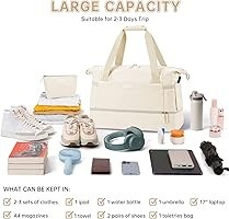 Gym Bag for Women, Sports Travel Duffel Bag with USB Charging Port, Weekender Overnight Bag with ... | Amazon (US)