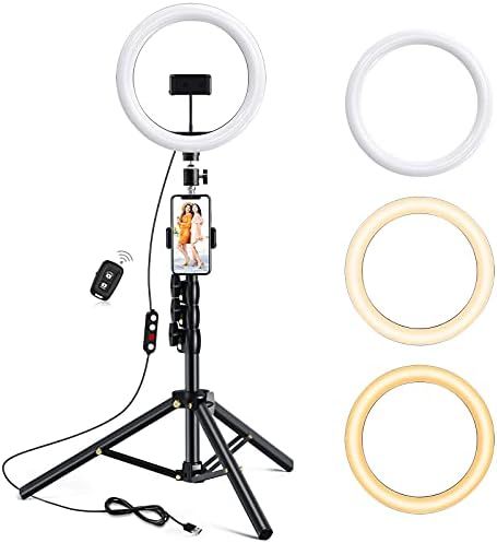 10.2 inch Selfie Ring Light with Tripod Stand & 2 Phone Holders,Anbes Dimmable Led Camera Ringlight  | Amazon (US)