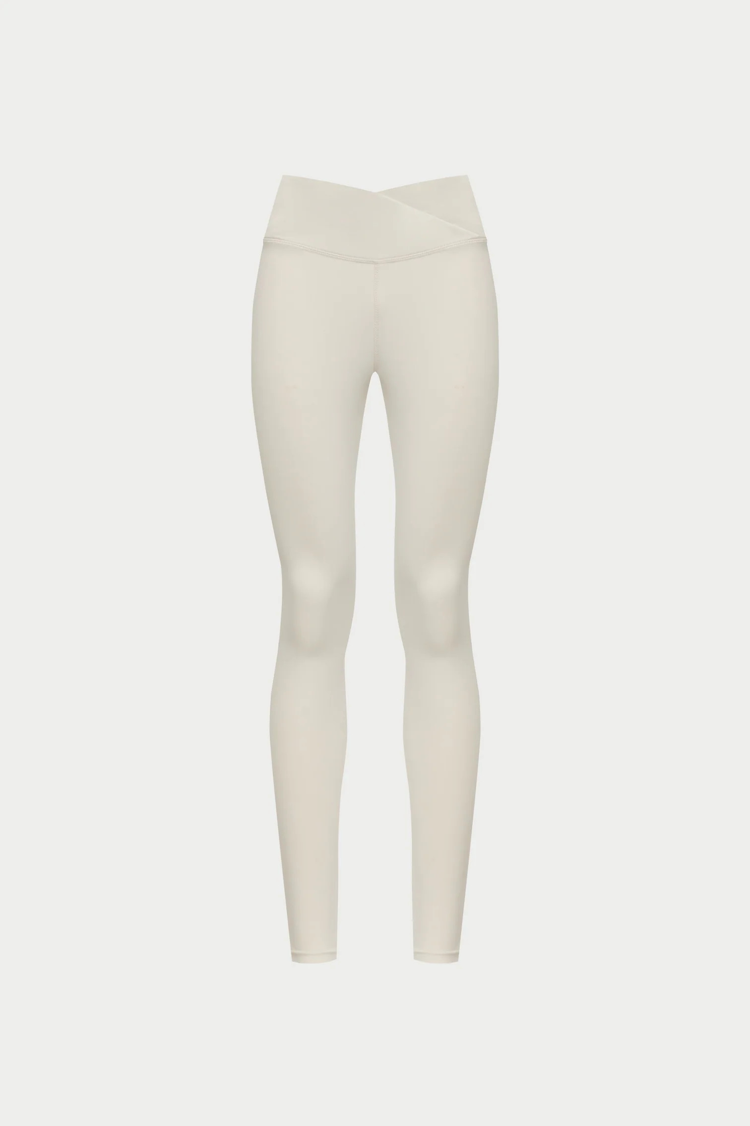 SCULPTING STRETCH CROSSOVER WAISTBAND LEGGINGS - BONE | The Couture Club