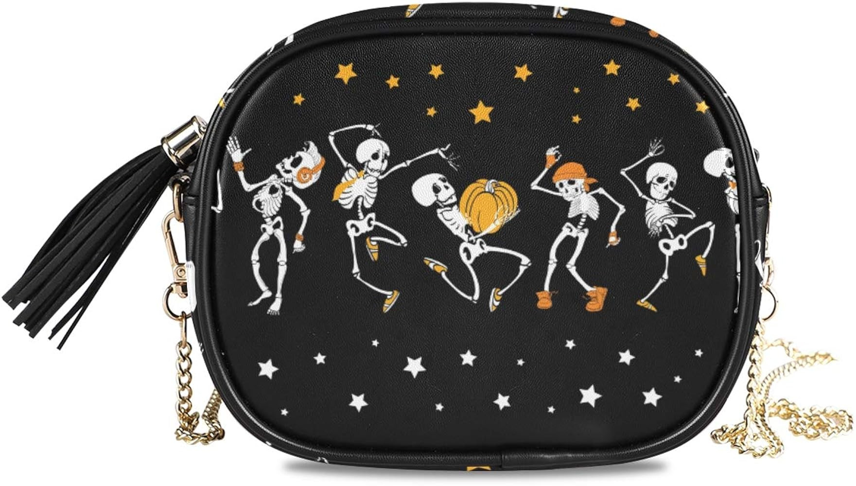 ALAZA Cute Sugar Skull Pumpkin Star Halloween PU Leather Small Crossbody Bag Purse Wallet Cell Ph... | Amazon (US)