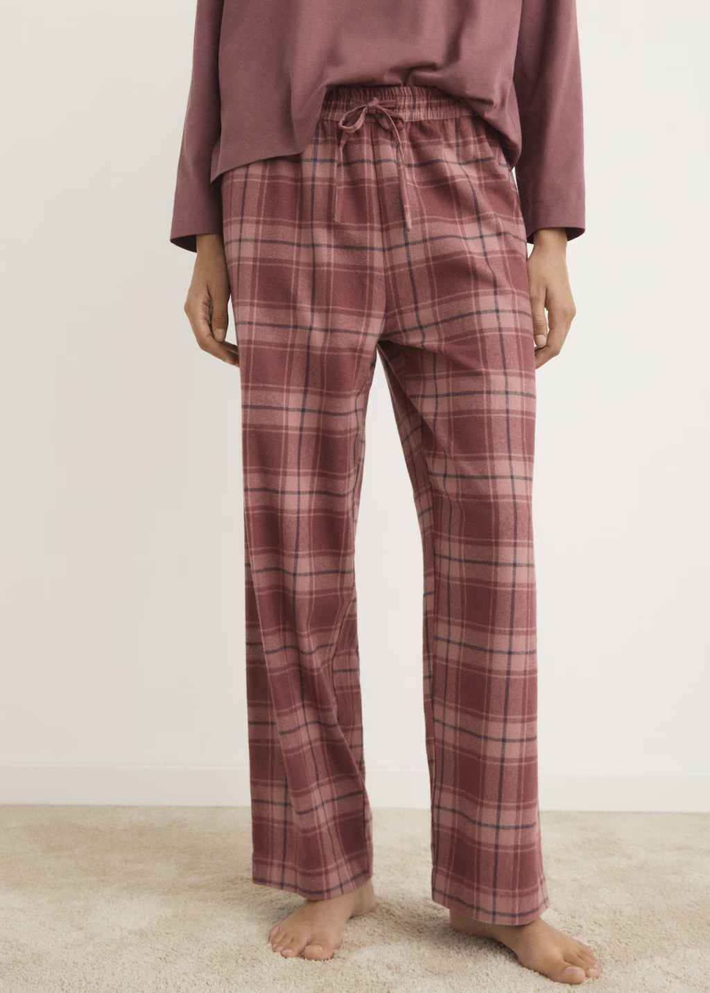 Two-piece flannel check pyjamas | MANGO (UK)