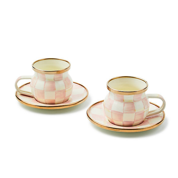 MacKenzie-Childs Rosy Check Espresso Cup & Saucer Set | MacKenzie-Childs