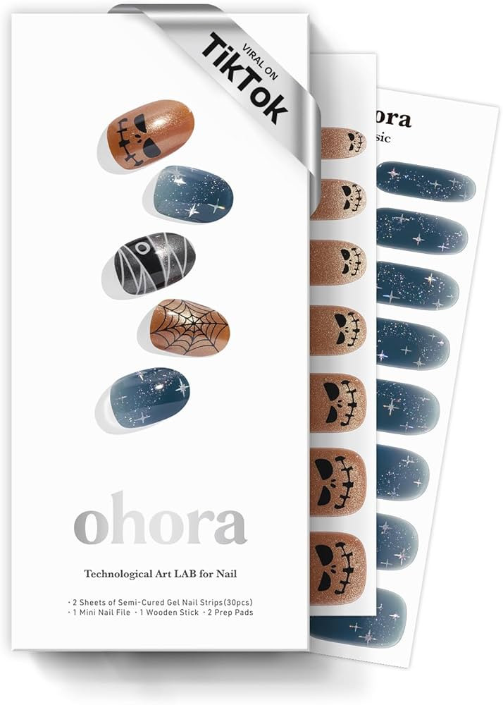 ohora Semi Cured Gel Nail Strips (N Spooky Pop) - Works with Any Lamps, Salon-Quality, Long Lasti... | Amazon (US)