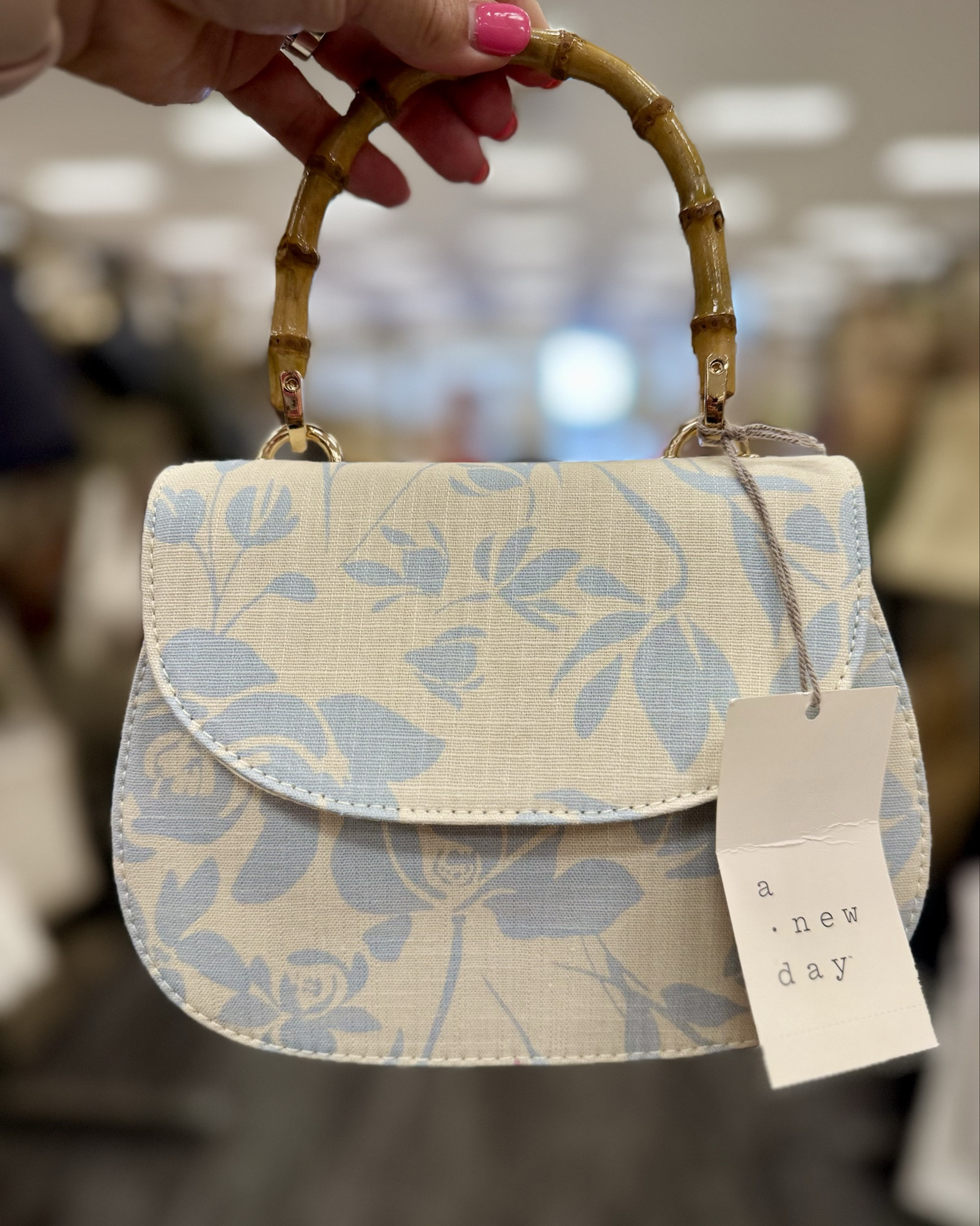 What a cute small purse for blue summer and spring dresses 👗 I love the bamboo handle!

#LTKFindsUnder50 #LTKItBag #LTKOver40