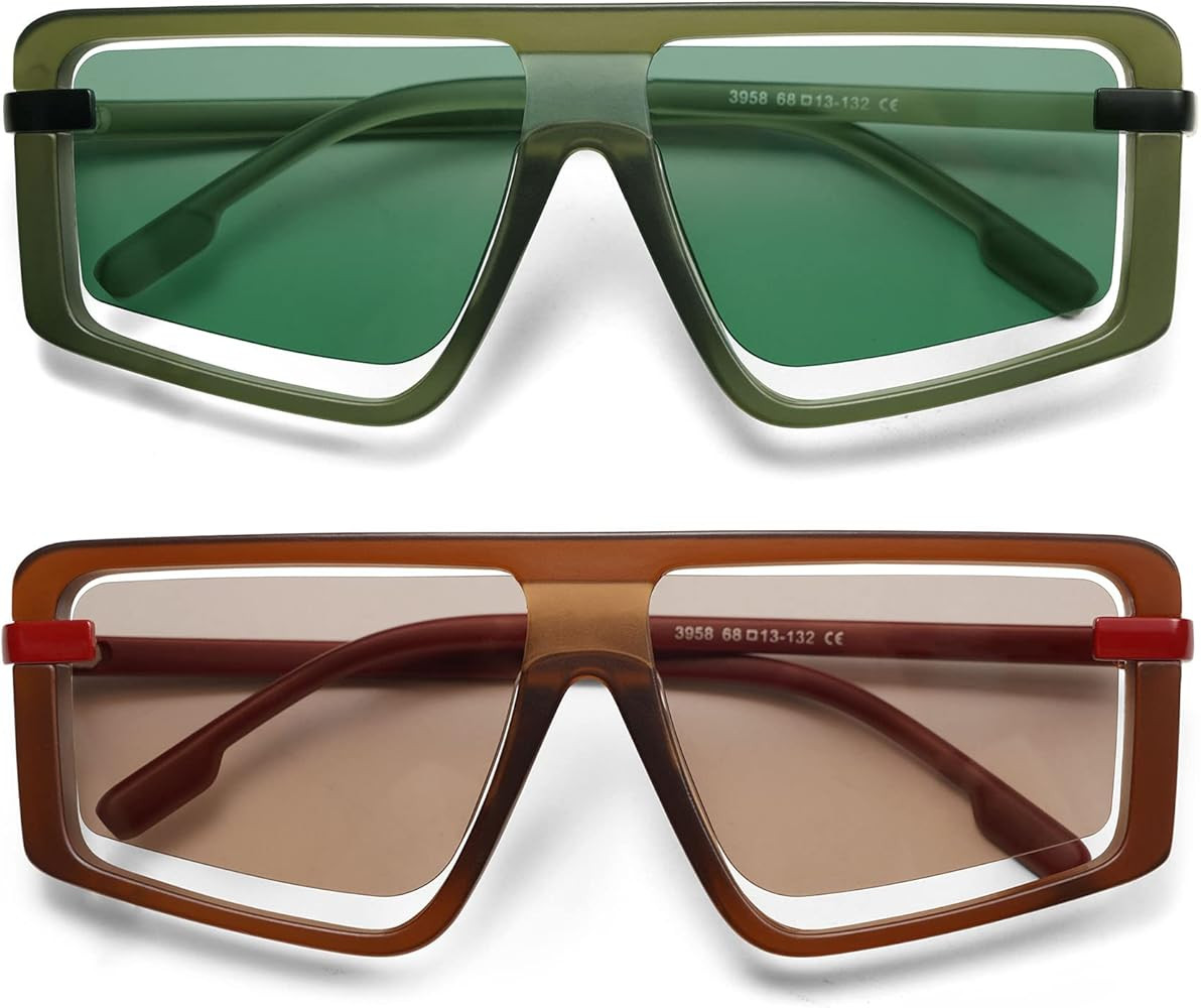 Retro Square Oversized Sunglasses for Women and Men Trendy Sun Glasses AR82157 | Amazon (US)