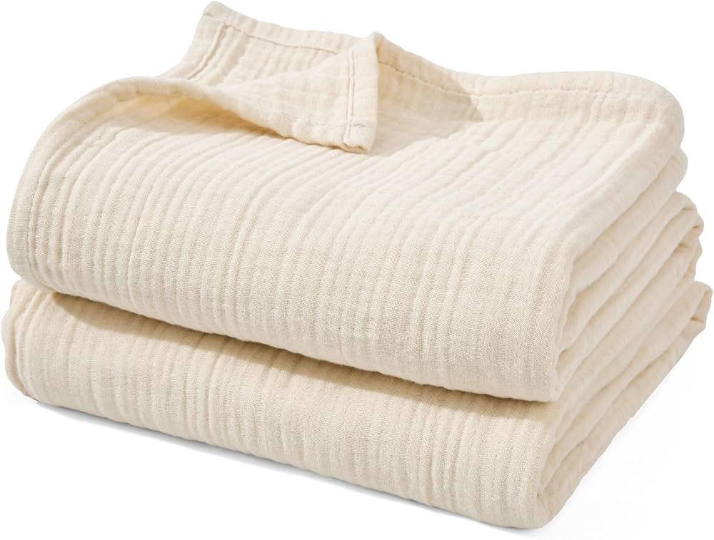 PHF 100% Cotton Muslin Blanket Queen Size 90" x 90", 4-Layer Lightweight and Breathable Blanket f... | Amazon (CA)