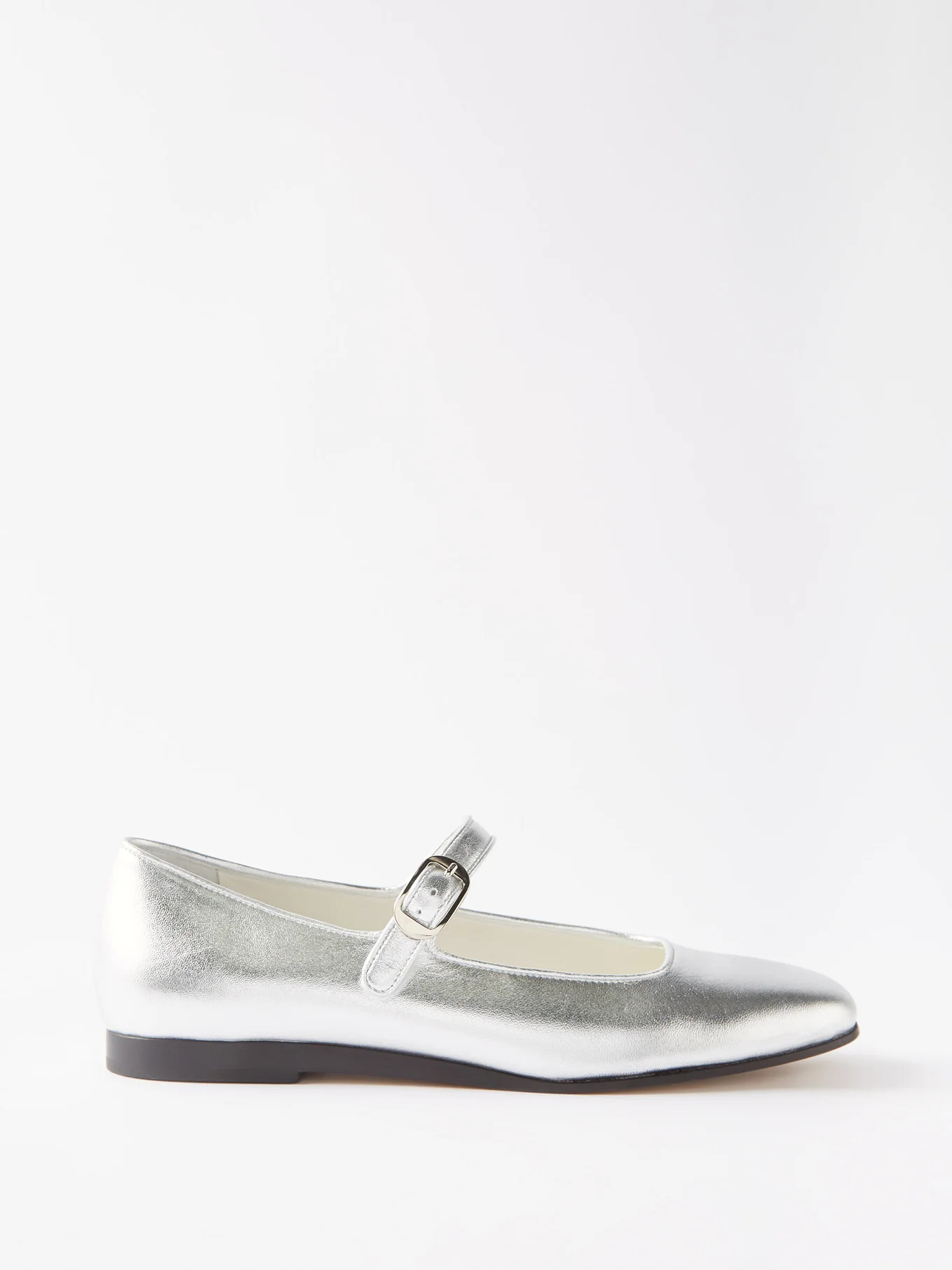 Round-toe metallic-leather Mary Jane flats | Matches (UK)