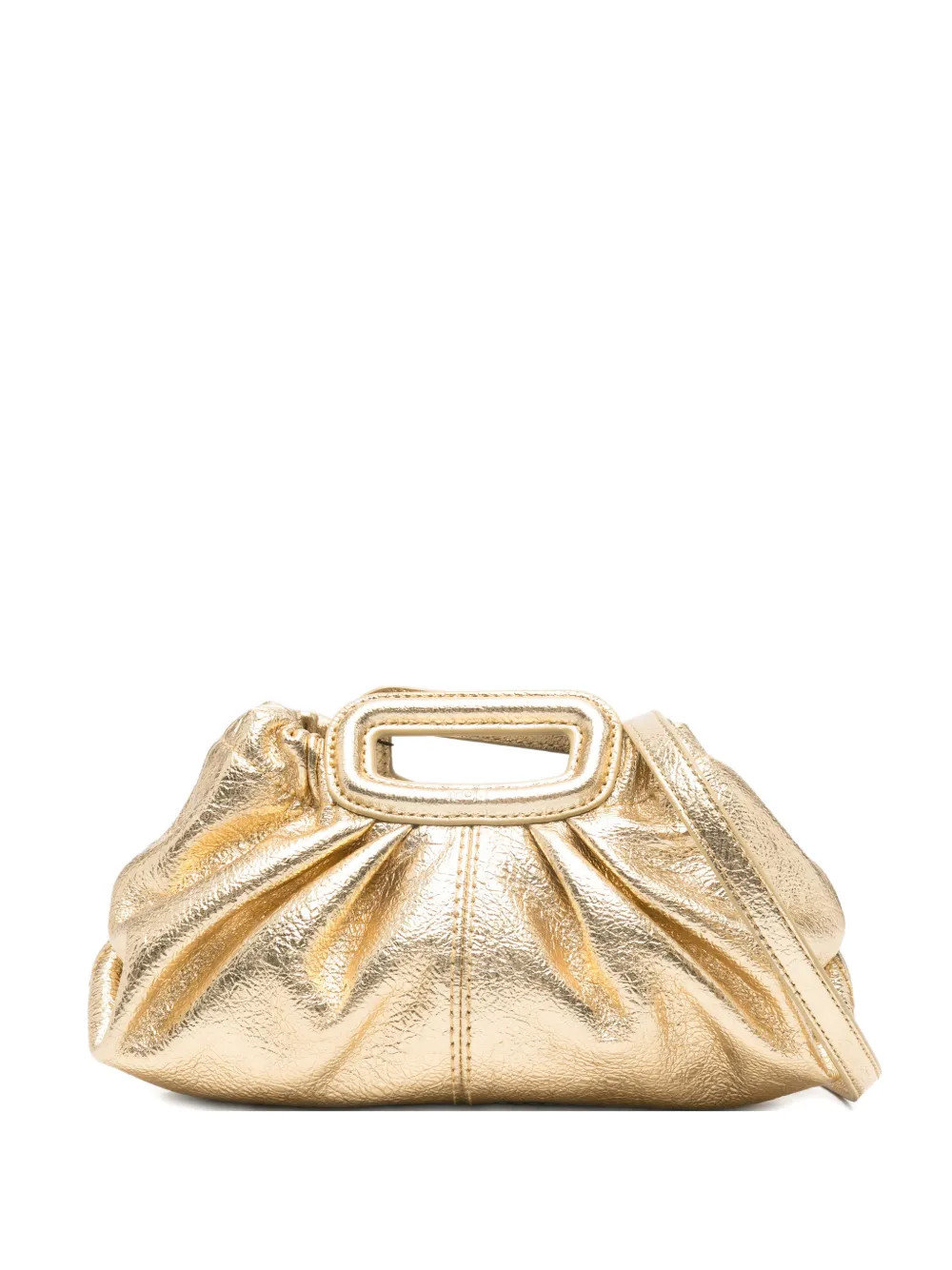 Majemini ruched leather clutch bag | Farfetch Global