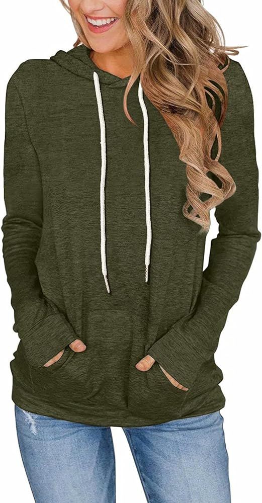 FEEKEKE Women's Long Sleeve Hoodies Tops Lightweight Hooded Sweatshirts Pullover Casual Tunic Shi... | Amazon (US)