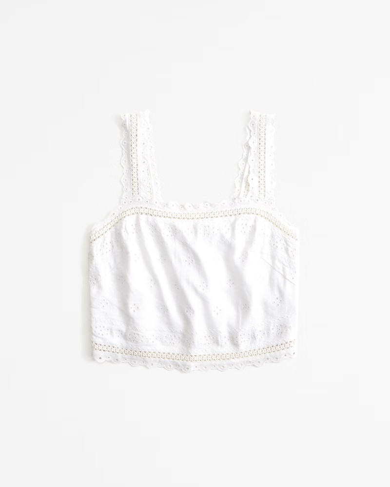 Women's Linen-Blend Tie-Back Squareneck Top | Women's Tops | Abercrombie.com | Abercrombie & Fitch (US)