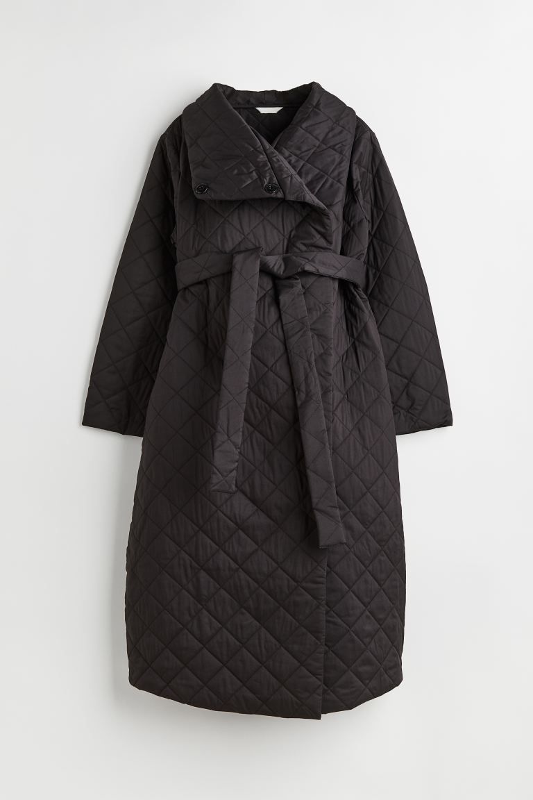 MAMA Quilted tie-belt coat | H&M (UK, MY, IN, SG, PH, TW, HK)