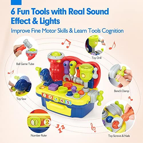 Hahaland Toys for 1 Year Old Boy Gifts Girl Toy, Multifunctional Music Light Workbench for Baby B... | Amazon (US)