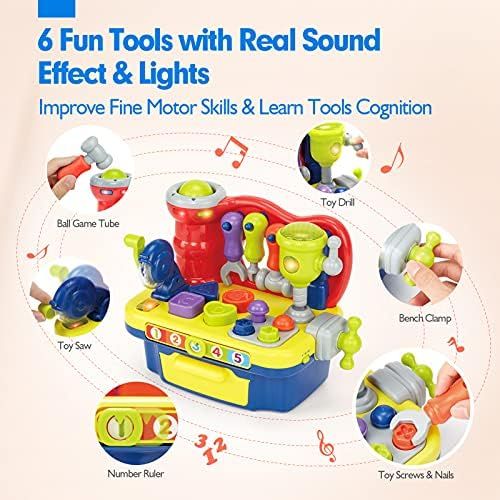 Hahaland Toys for 1 Year Old Boy Gifts Girl Toy, Multifunctional Music Light Workbench for Baby B... | Amazon (US)