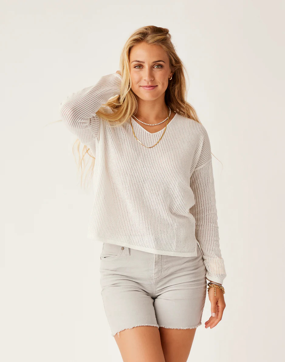 Zella Mesh Pullover: Cloud | Carve Designs