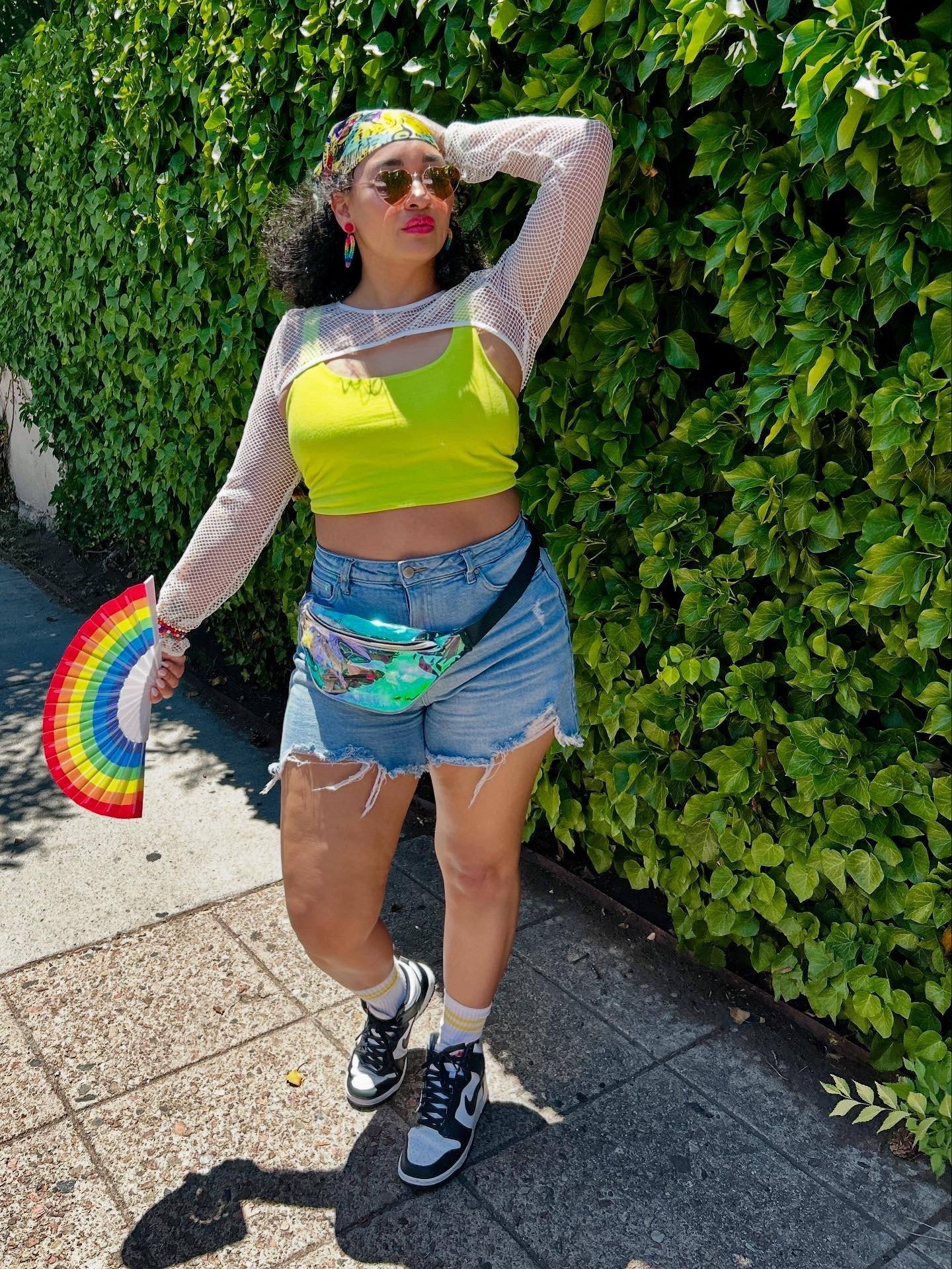 Pride fit! 
Amazon. Nike. Rainbow. Colorful. Hair scarf. Net shirt. 

#LTKMidsize #LTKStyleTip #LTKU