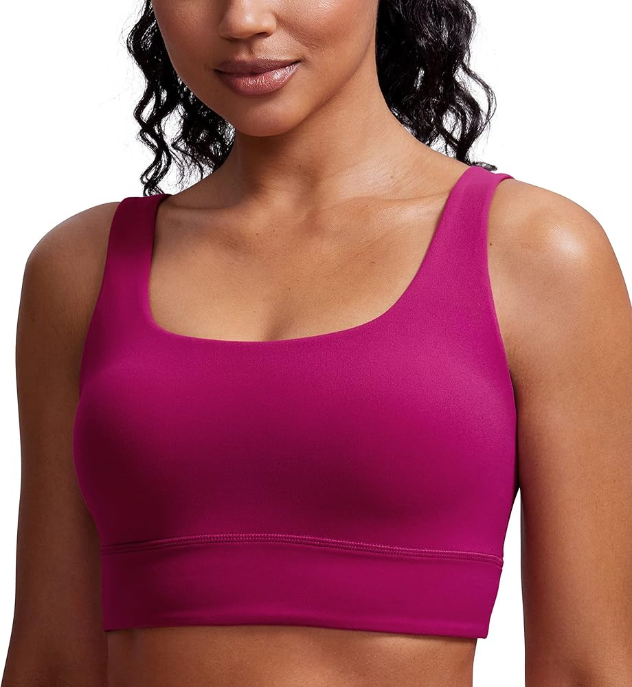 CRZ YOGA Butterluxe Womens U Back Sports Bra - Scoop Neck Padded Low Impact Yoga Bra Workout Crop... | Amazon (US)