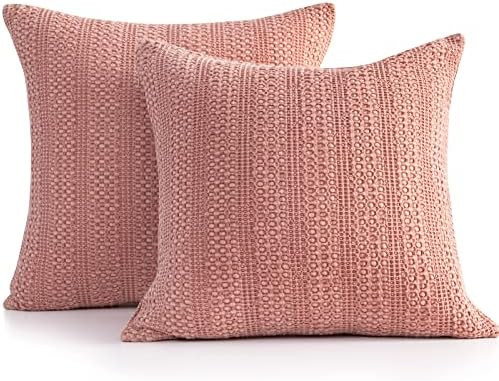 Cocoploceus 18"x18" Throw Pillow Covers Set of 2 Decorative Pillow Case Stone Washed Cotton Pillowca | Amazon (US)