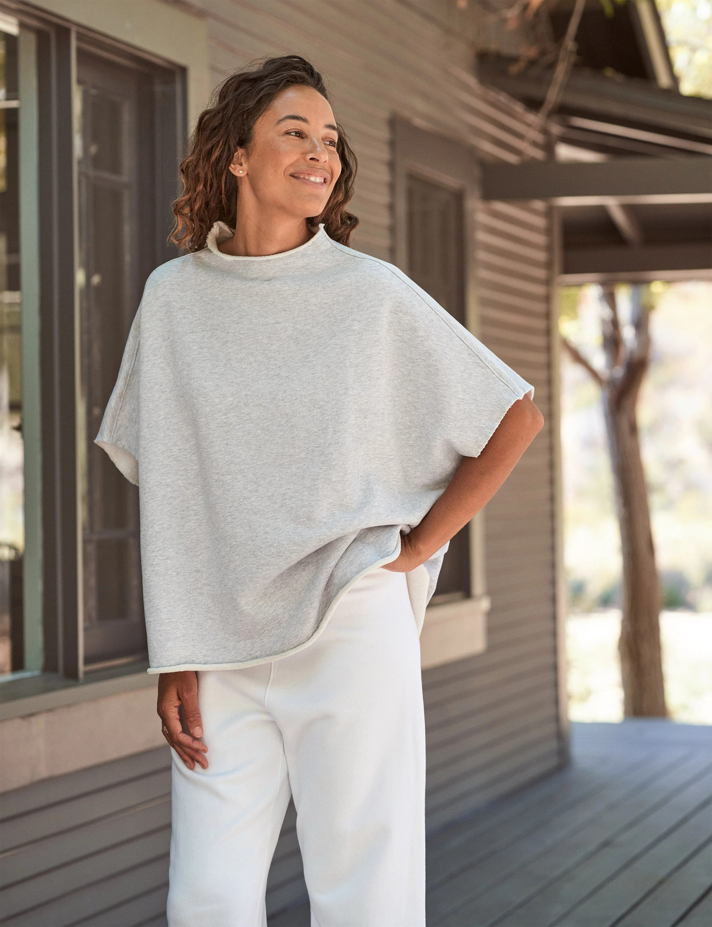 AUDREY Gray Melange, Triple Fleece | Frank & Eileen