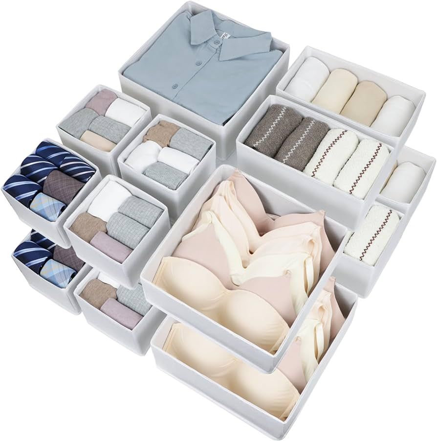 Fordonral 16 Pcs Drawer Organizer,Fabric Closet Organizer and Storage Baskets,Foldable Drawer Div... | Amazon (US)