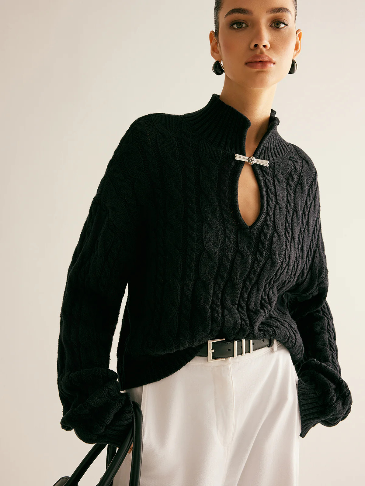 Cotton Keyhole Neckline Knit Top | Commense