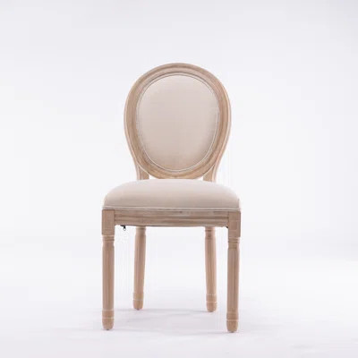Cream Linen Fabric Oval Back Dining Chairs ( Of 2). French Elegant Solid Wood. Comfortable Seat, Strong Wood Legs For Support Design Chair (2pcs). Wit | Wayfair North America