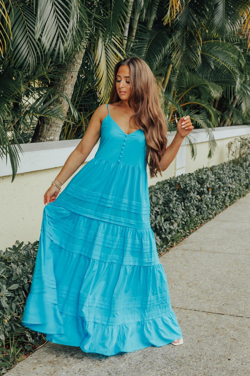 BuddyLove | Jaxon Tiered Maxi Dress | Ocean | BuddyLove
