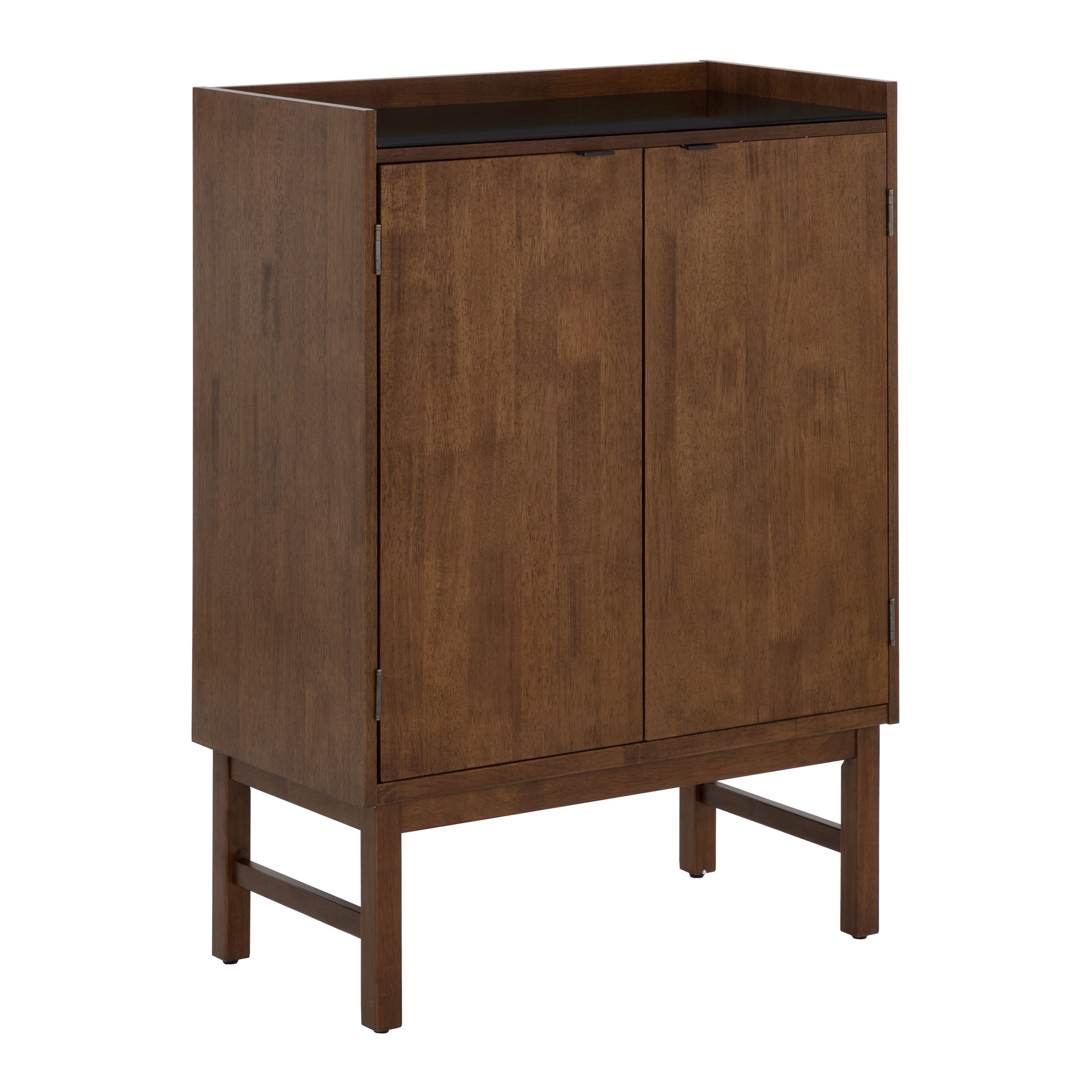 Inez Walnut Wood Glass Top Mid Century Bar Cabinet | World Market