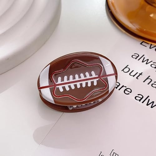 Rugby Hair Clip Football Shaped Hair Accessory for Sports Fans, Durable Plastic Non-Slip Hair Barrette, Cute Game Day Hair Clamp for Women Girls, Perfect for Super Bowl Party Casual Wear Brown | Amazon (US)
