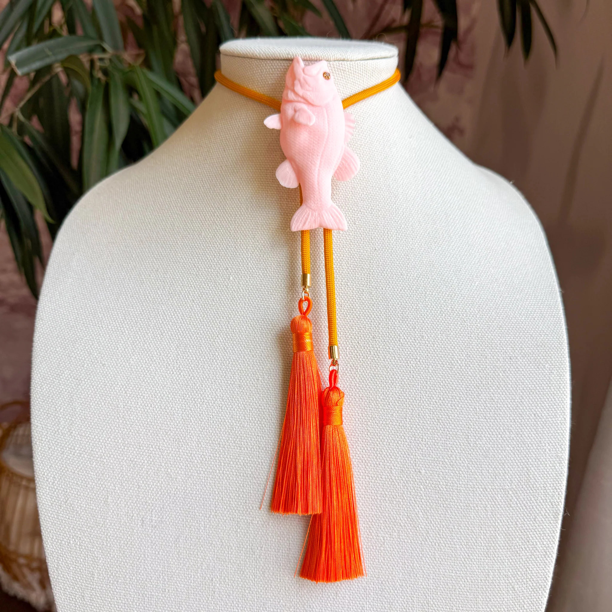 Fish Bolo Blush Pink with Golden Yellow & Orange | Rahya Jewelry Design