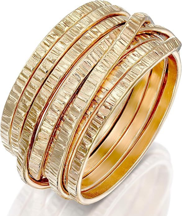 FABIN JEWELRY Handmade 14K Gold Filled 'Wrapped up' Ring Overlapping Intertwined Entwined Crisscr... | Amazon (US)