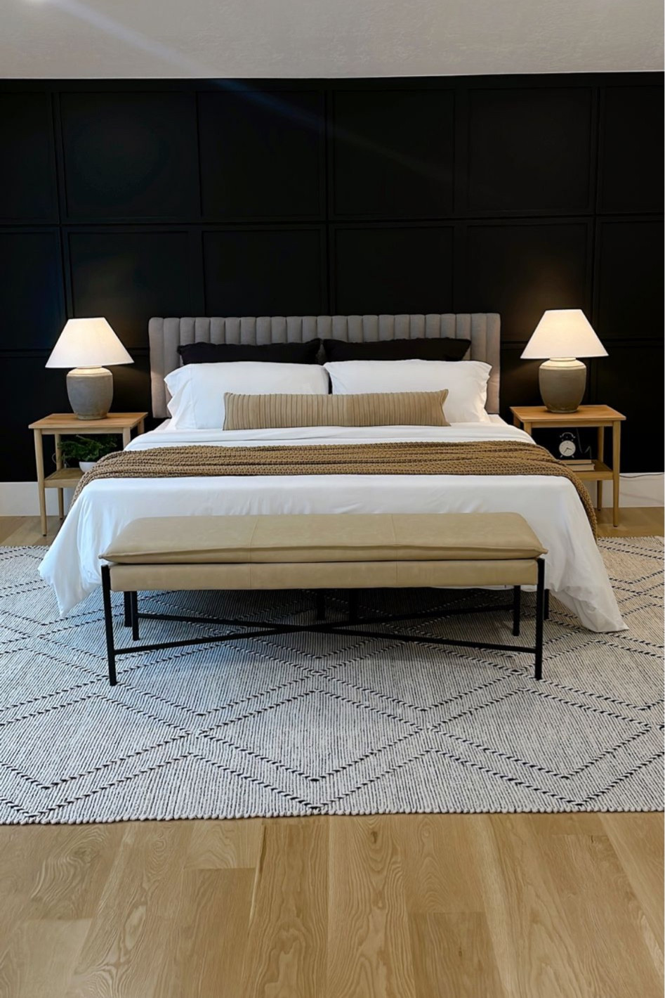 Accent wall, primary bedroom, king bed, nightstands, lamps, rug, interior styling, home staging 

#LTKstyletip #LTKhome