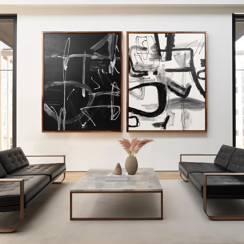 Set Of 2 95X59 Hand Painted Contemporary Art (Set of 2) | Wayfair North America