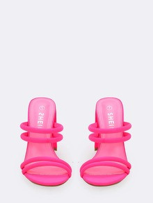 Neon Multi Strap Chunky Heel Sandals | SHEIN