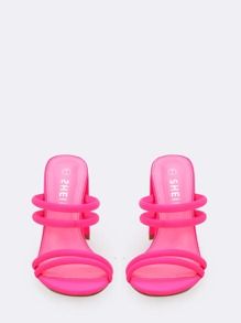 Neon Multi Strap Chunky Heel Sandals | SHEIN