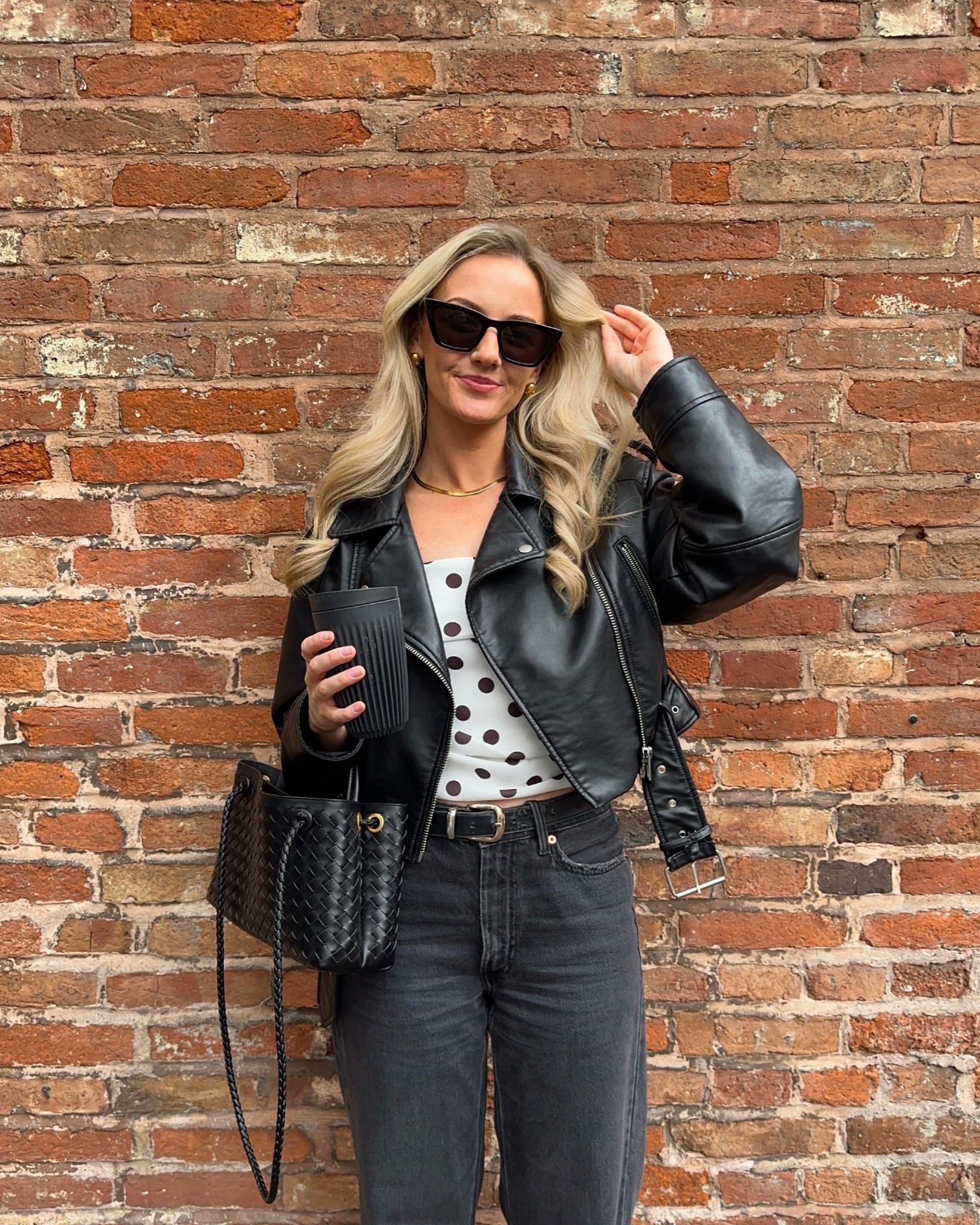 simple outfit today 🖤🤍
top - size xs
jacket - size small
jeans - size 6 regular length 
sunnies - linked 
bag is my old from Amazon but similar ones linked 🖤 

#LTKspring #LTKuk #LTKeurope
