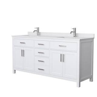 Wyndham Collection Beckett 72 in. W x 22 in. D Double Bath Vanity in White with Cultured Marble V... | The Home Depot