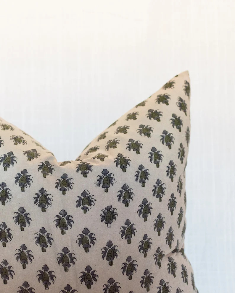 Tan Block Print Motif Throw Pillow Cover 20x20  22x22  20x12 | Etsy | Etsy (US)
