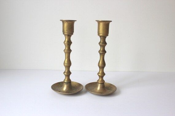 Set of Two Vintage Brass Candle Holders Candle Sticks Pair | Etsy | Etsy (US)