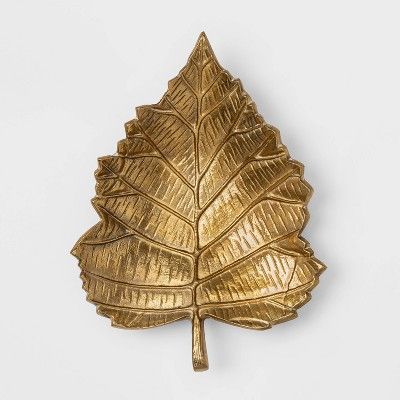 14" x 10" Metal Leaf Serving Tray Gold - Threshold™ | Target