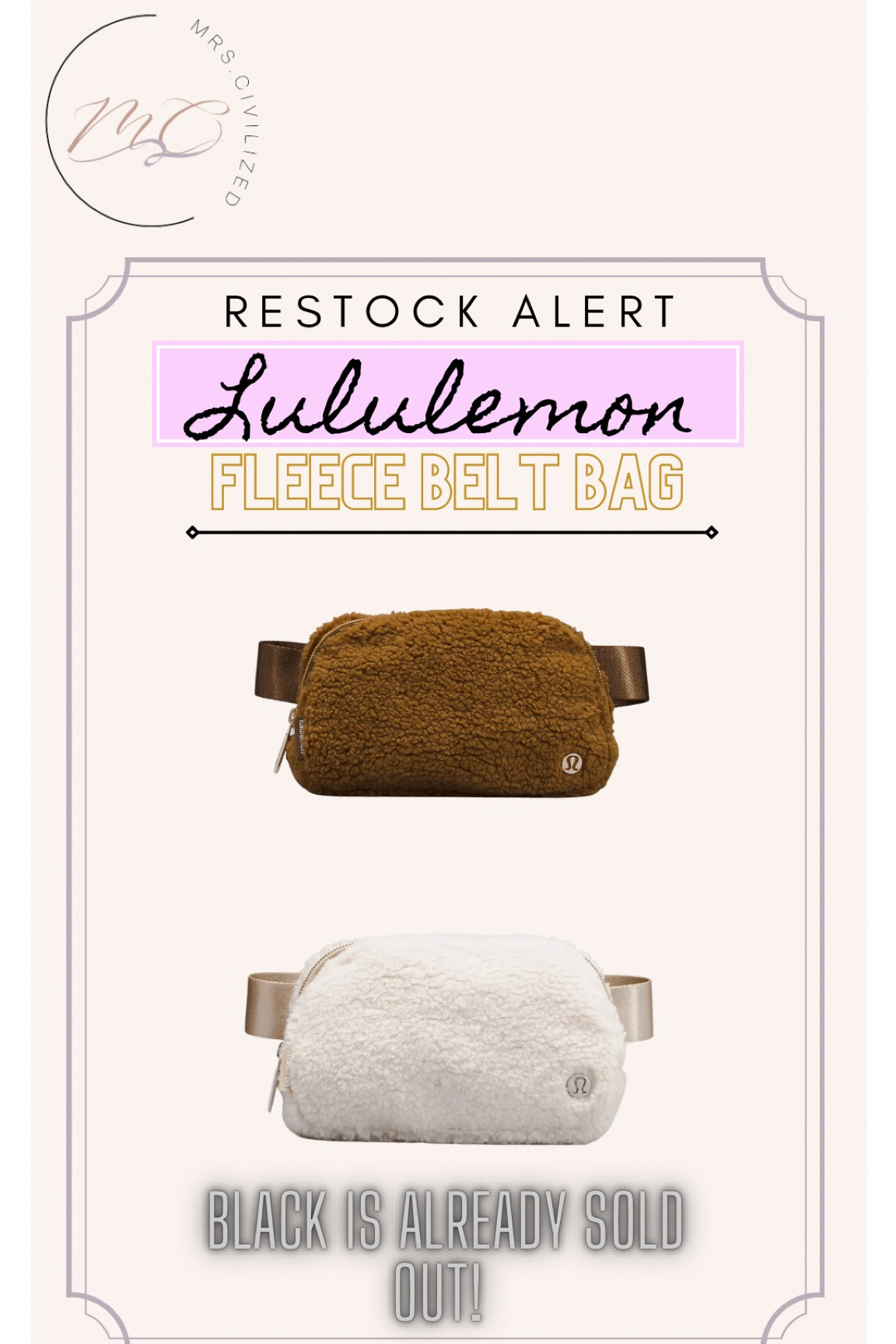 The Popular Fleece Belt Bag is Back! They are selling fast Black is already Sold-out! 

#LTKHoliday #LTKunder100