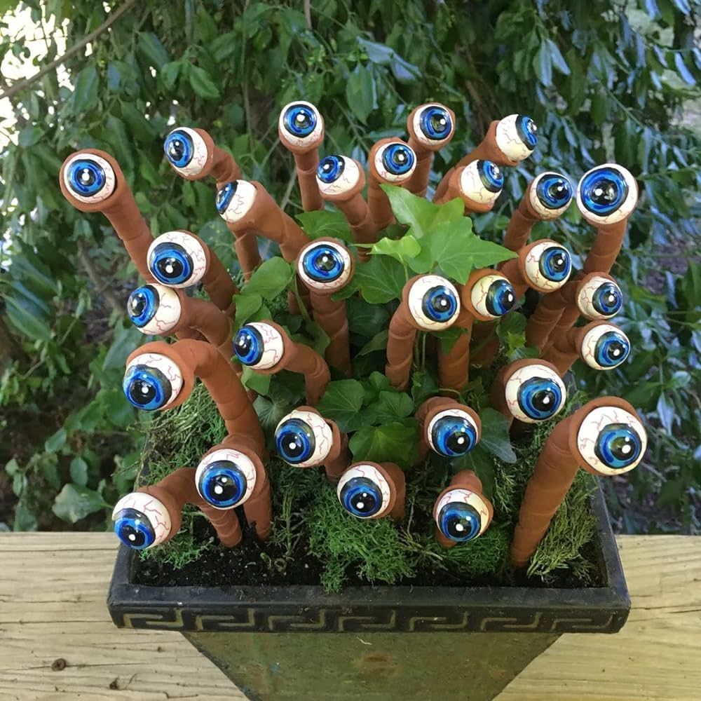 CNVXEYU Set of 3 Eyeball Garden Decor, Plant Ornaments, Handmade Halloween Plant Decor, Decorativ... | Amazon (US)