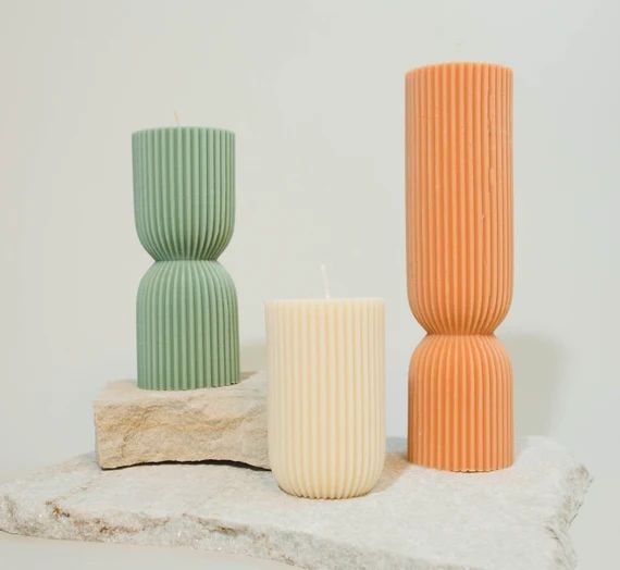 Tall Aesthetic Pillar Candles/ Decorative Modern Geometric | Etsy | Etsy (US)