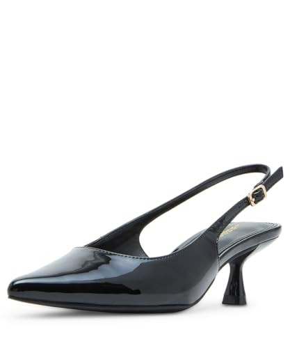 Madden Girl Women's Valerie Sling-Back Kitten Heel Pump, Black Patent, 6.5 | Amazon (US)